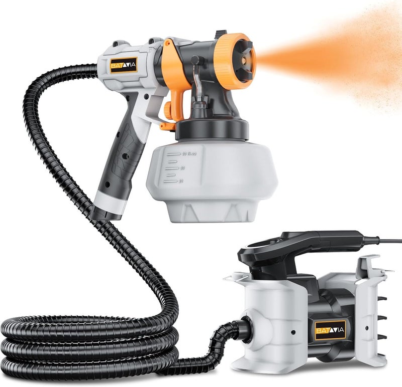 Batavia Upgraded Paint Sprayer- 700W HVLP High Power Spray Paint Gun with 6FT Air Hose, 4 Nozzles & 3 Patterns, Paint Sprayer for House Painting,Furniture,Cabinets,Fence,Walls,DIY Projects,etc - Image 1